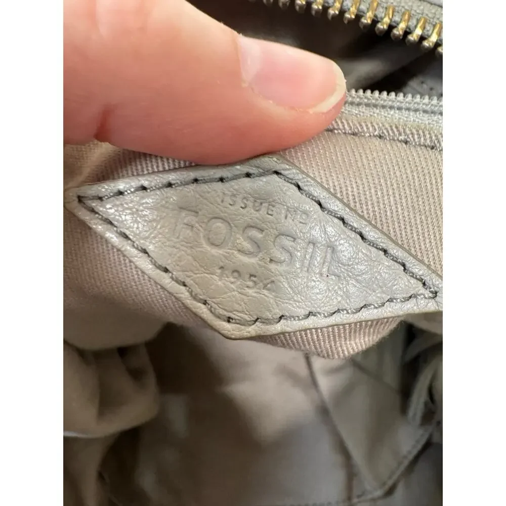 Fossil Grey Pebbled Leather Hobo Handbag Womens Purse Bag Fall Damaged